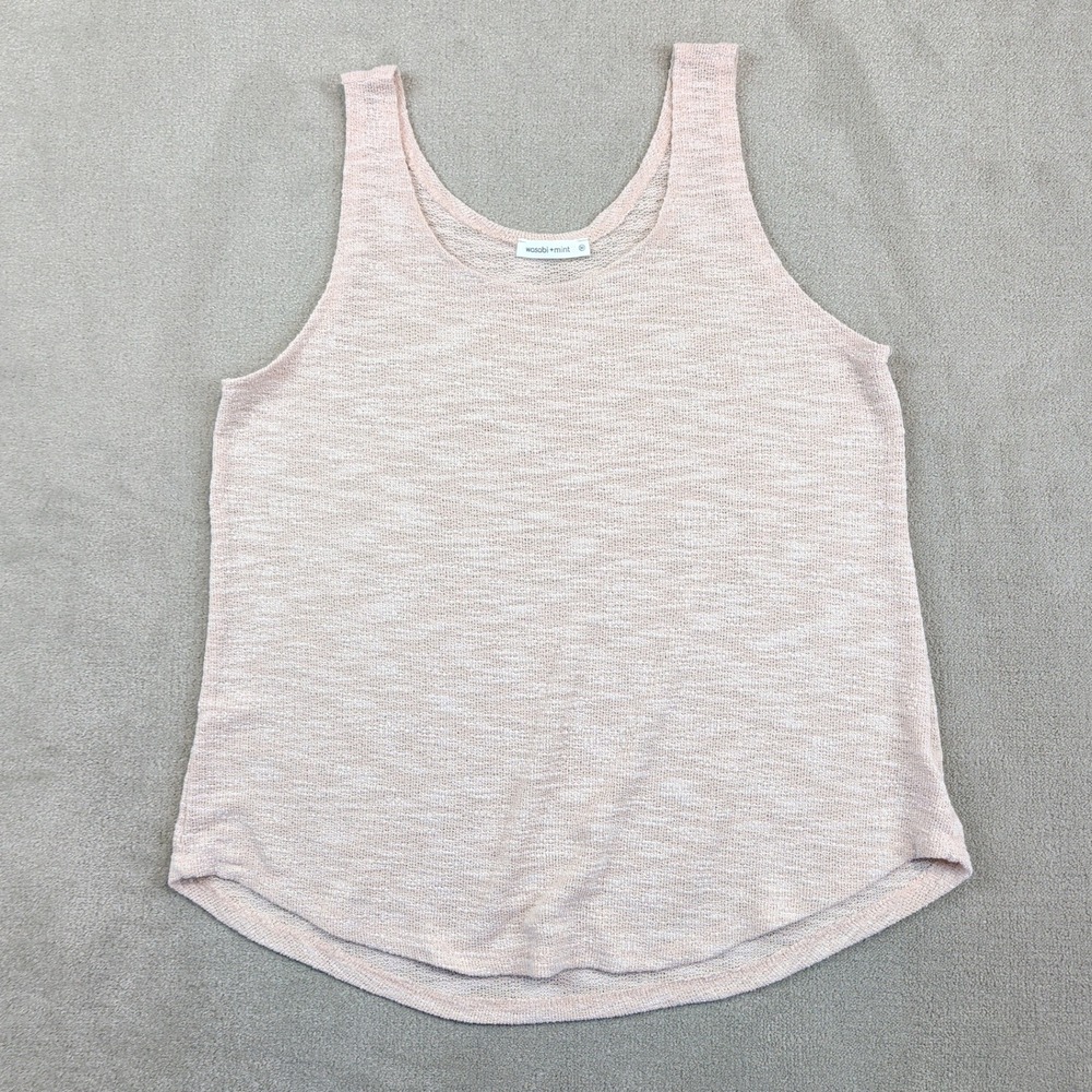 Wasabi + Mint Size M Tank Top Pink Gauze Knit Boho Scoop Neck Curved Hem